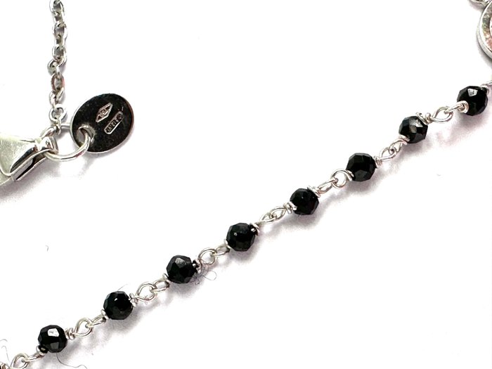 Image 3 of no reserve price - 18 kt. White gold - Necklace Onyx - black onyx diameter 2 mm