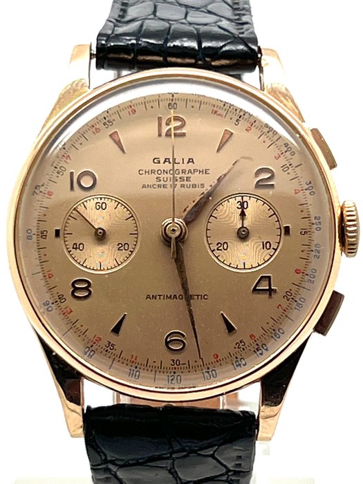 Preview of the first image of Galia - Chronograph 18k Pink Gold - Men - 1950-1959.