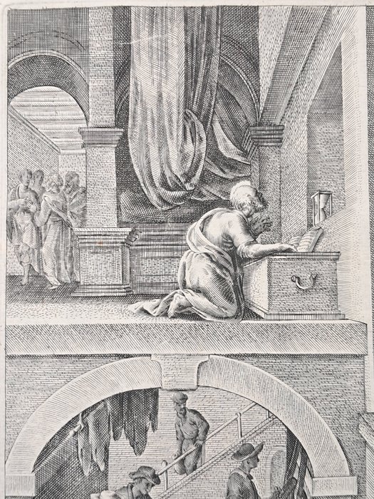 Image 3 of Philips Galle (1537-1612) da Jan van der Straet - "La visione di San Pietro"