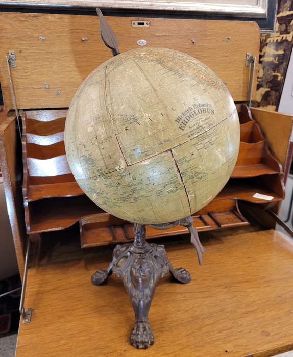 Image 3 of Terrestrial Globe - Dietrich Reimers (1) - Iron (cast/wrought), Papier-mache - Early 20th century