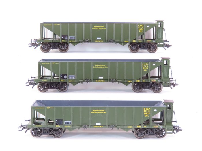Image 2 of Märklin H0 - 46801 - Freight wagon set - Set of 3 wagons "Coal funnel wagons" - K.Bay.Sts.B