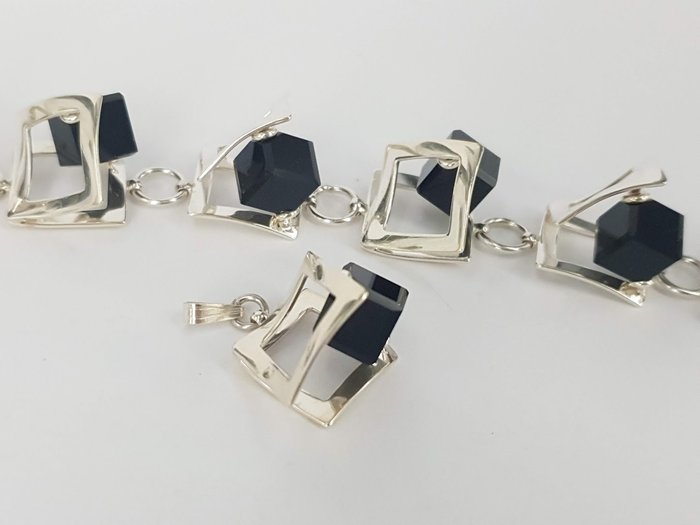 Image 3 of Jacek Ostrowski - 925 Silver - Bracelet, Pendant, Set - Original Swarovski Crystal