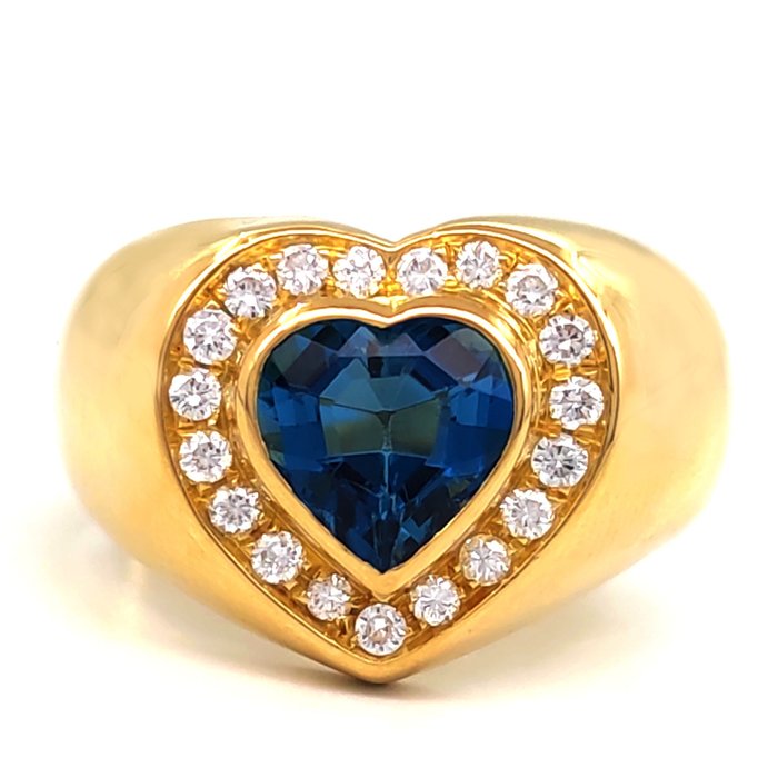 Preview of the first image of 18 kt. Yellow gold - Ring - 2.15 ct Topaz - 0.57 ct Diamonds.