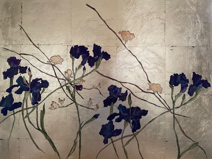 Preview of the first image of Peter Proost - Irises on gold.