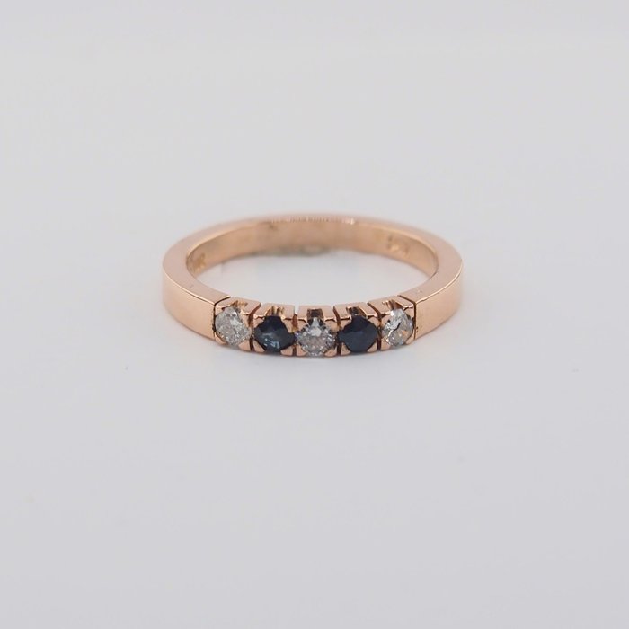Image 2 of 14 kt. Pink gold - Ring Diamond - Sapphires