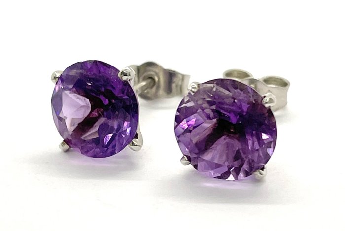 Image 2 of "NO RESERVE PRICE" - 9 kt. White gold - Earrings - 5.00 ct Amethyst