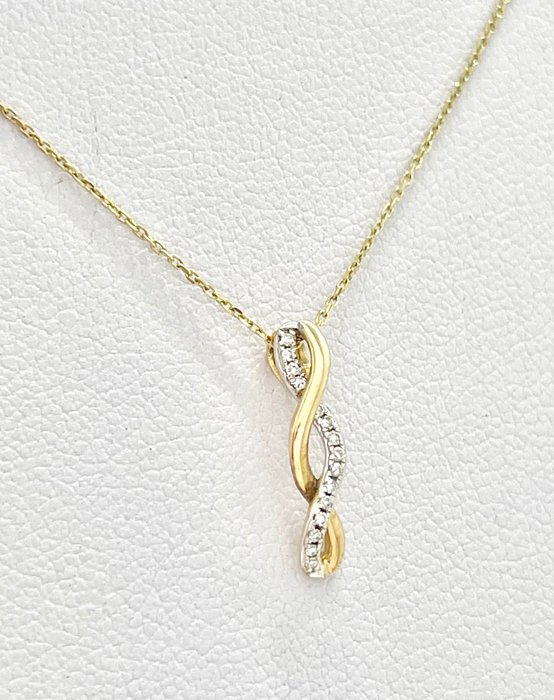 Image 2 of "NO RESERVE PRICE" - 9 kt. Yellow gold - Necklace with pendant - Diamonds