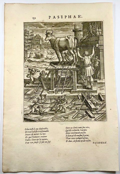 Image 3 of Leonard Gaultier. Gaultier, or Galter (1561-1641) after Coron - Mythology, Pasiphaë, the Hollow Bul