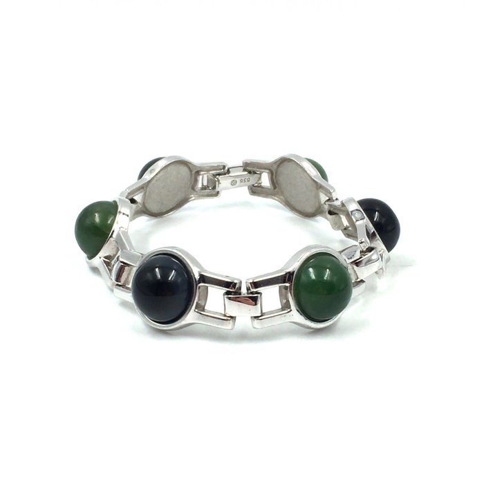 Preview of the first image of 18.5cm - 835 Silver - Bracelet Tourmaline - tested.