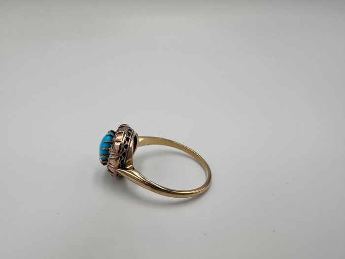 Image 2 of 14 kt. Yellow gold - Ring Turquoise - Diamonds