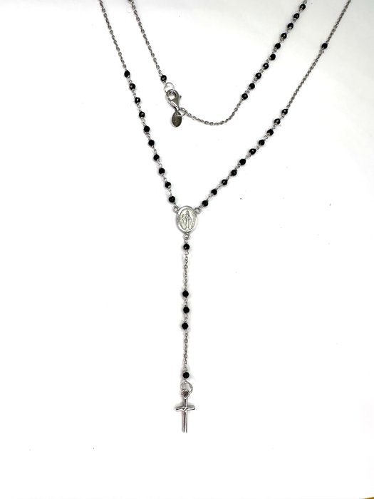 Image 2 of no reserve price - 18 kt. White gold - Necklace Onyx - black onyx diameter 2 mm
