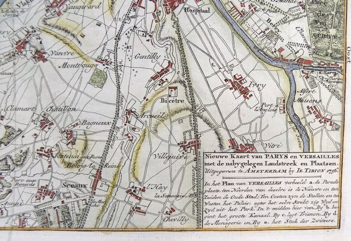 Image 3 of France, Paris, Versailles; Isaak Tirion - Nieuwe kaart van Parys en Versailles met de nabygelegen L
