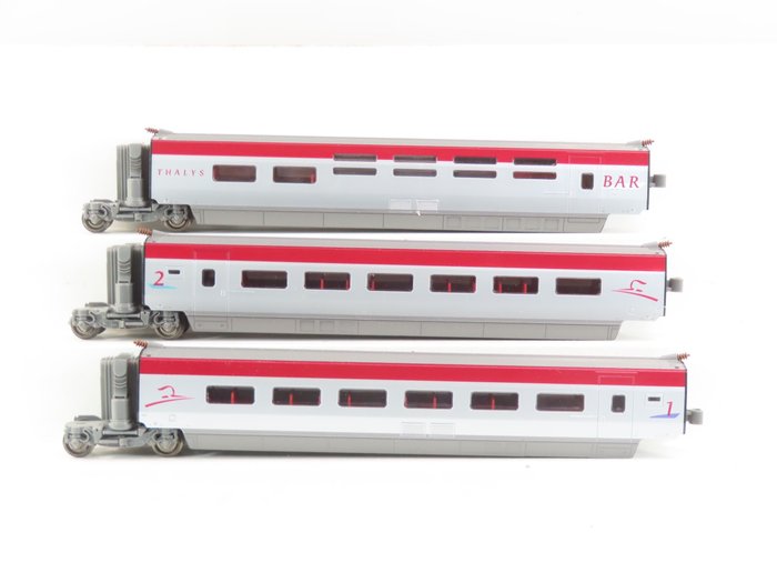 Preview of the first image of Mehano H0 - T678 - Passenger carriage set - 3-part extension set "Thalys" with bar carriage - Thaly.