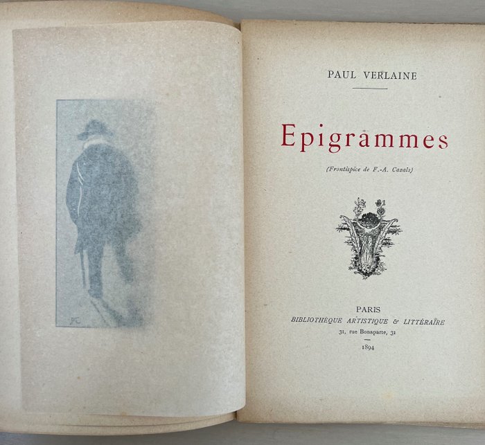Preview of the first image of Paul Verlaine, F.A. Cazals - Epigrammes - 1894.