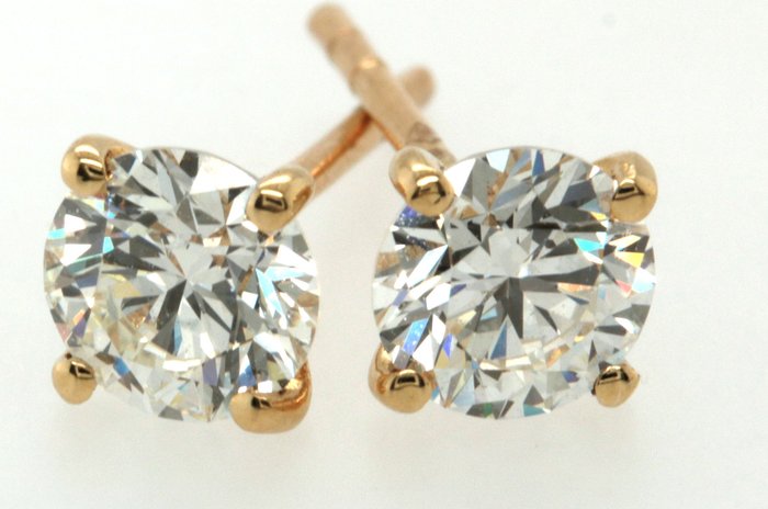 Preview of the first image of 18 kt. Yellow gold - Earrings - 0.70 ct Diamond - Diamonds.