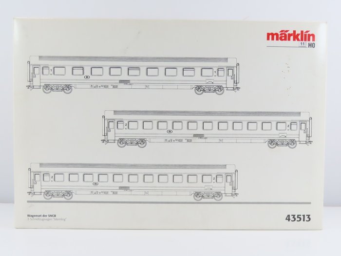 Image 2 of Märklin H0 - 43513 - Passenger carriage set - 1x 3-piece set with 4-axle express train carriages 1s
