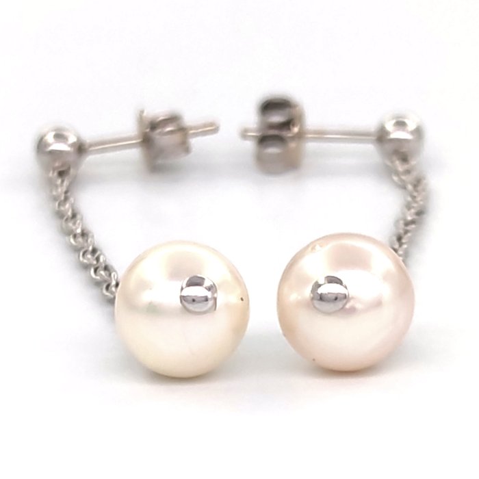 Image 2 of 18 kt. White gold - Earrings - 9.04mm Akoya pearls