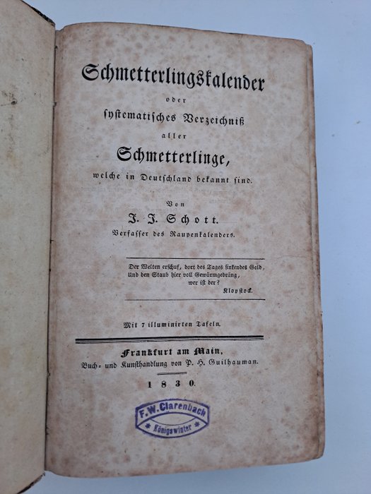 Image 2 of J.J. Schott - Schmetterlingskalender - 1830