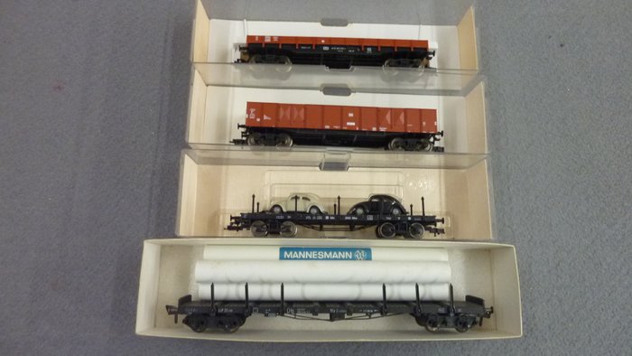Image 3 of Fleischmann H0 - 5285NL K/5281/5282/5289-2 - Freight carriage - 4 Freight wagons, 4 axles - DB, DR