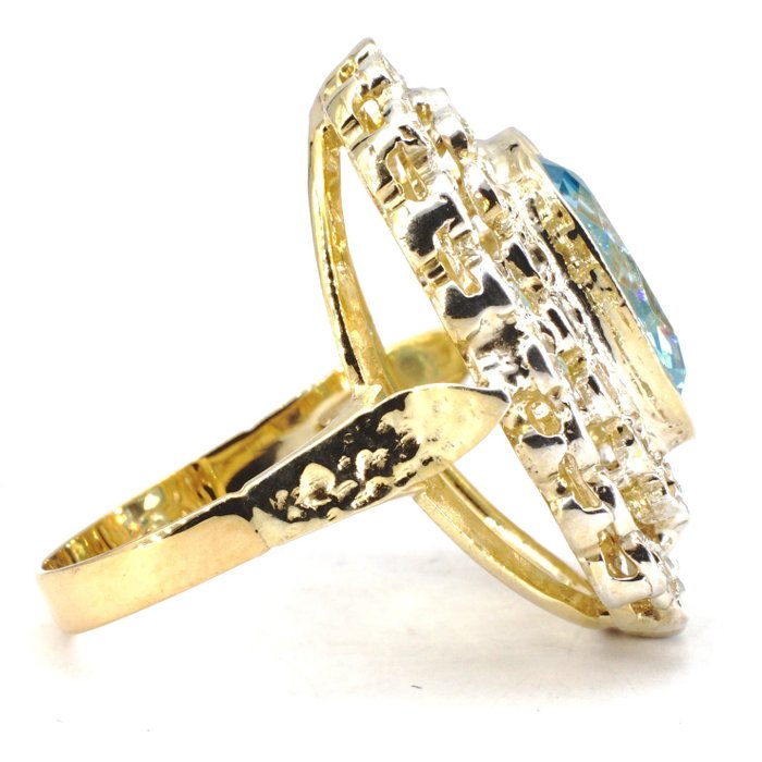 Image 2 of 14 kt. Gold, Silver - Ring Aquamarine - Diamonds