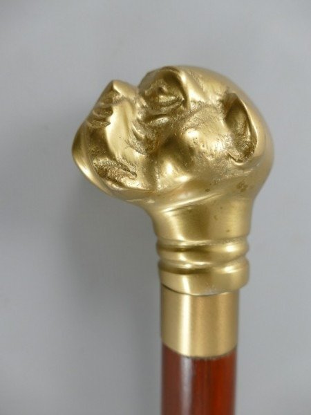 Preview of the first image of Dog image walking stick - Art Deco style - Brass - 20th century.