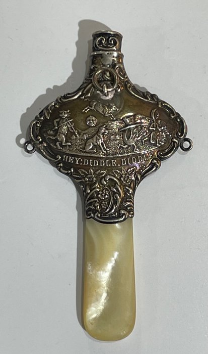 Preview of the first image of Rattle - Mother of pearl, Silver-plated - Late 19th century.