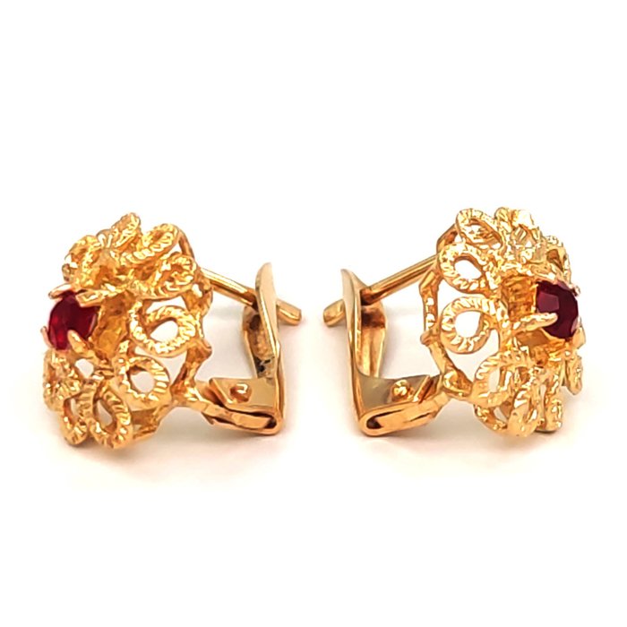 Image 2 of 18 kt. Yellow gold - Earrings - Red Rock