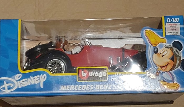 Image 3 of bburago Disney Collection - Mickey Mouse in his Mercedes Benz SSKL- in original packaging
