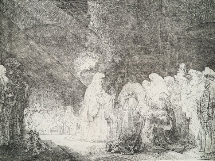 Preview of the first image of Rembrandt Van Rijn (1606-1669) - The presentation in the Temple: oblong print c. 1639.