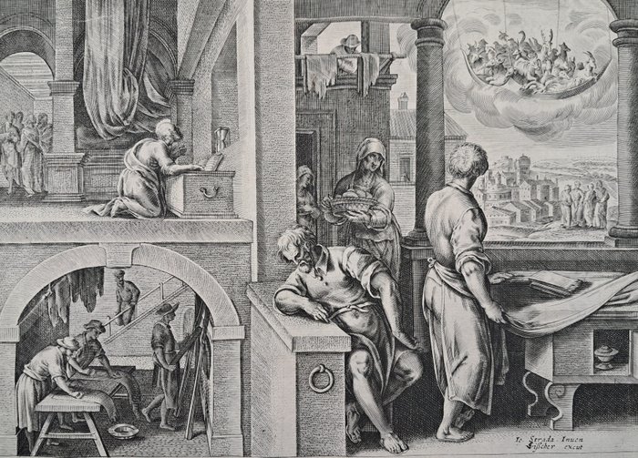 Preview of the first image of Philips Galle (1537-1612) da Jan van der Straet - "La visione di San Pietro".