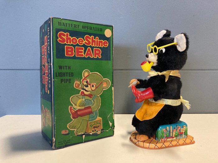 Image 2 of Toy Nomura - 1960 Shoe shine bear - battery operated - 1960-1969 - Japan