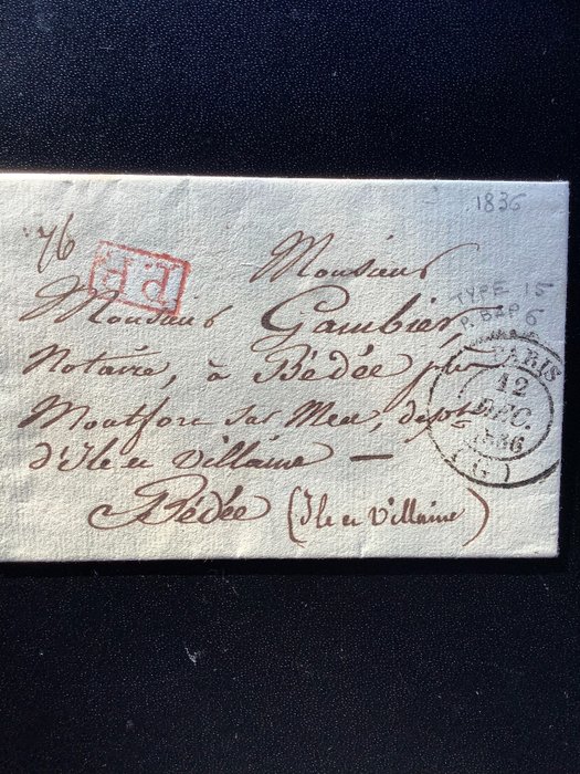 Image 2 of France 1836 - 2 letters PARIS postmarks and P.P. , VVF
