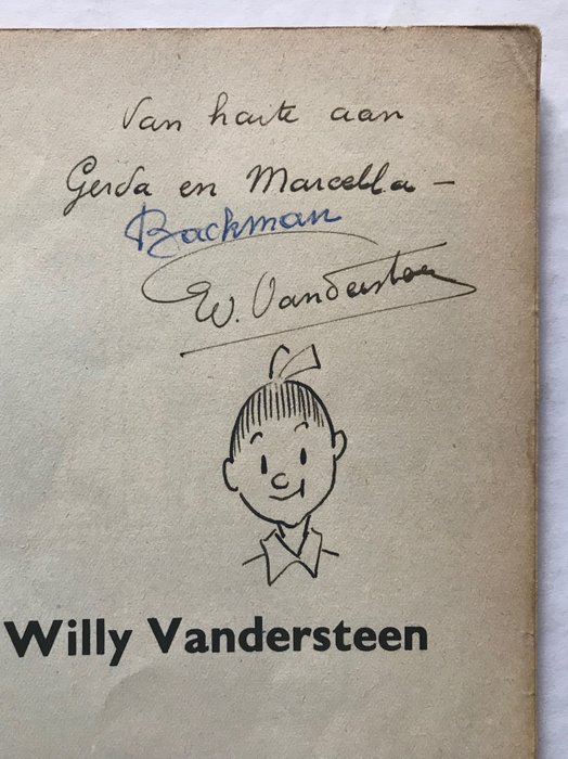 Preview of the first image of Vandersteen, Willy - Opdrachttekening van Vandersteen in "De Grappen van Lambik 4" - Stapled - Firs.