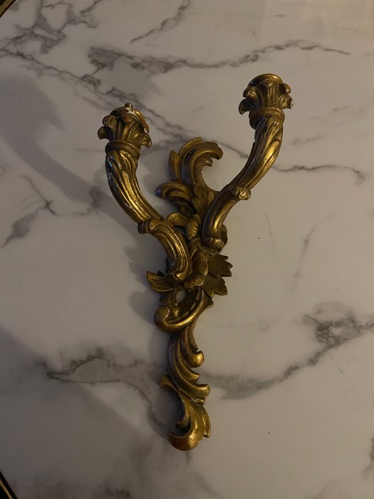 Image 3 of Wall lamp (1) - Rococo Style - Gilt, Wood - 19th century