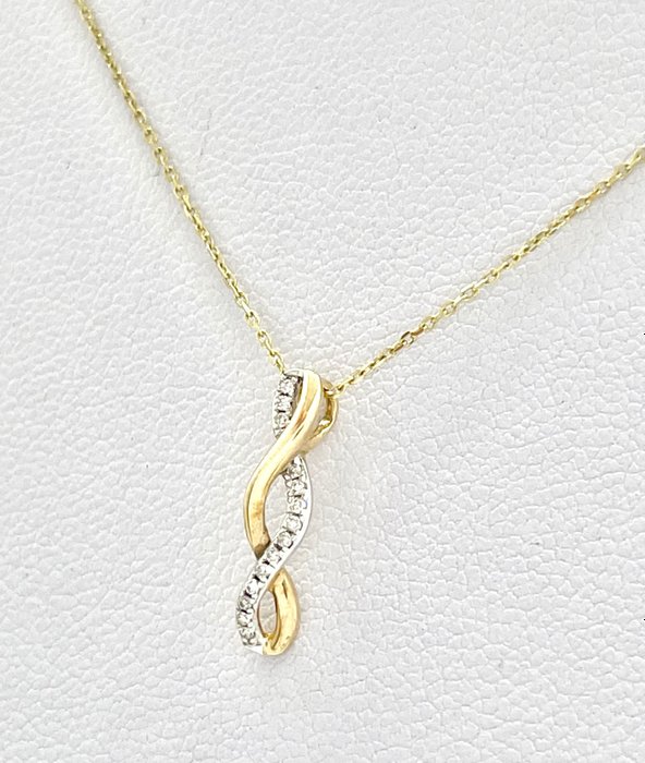 Image 3 of "NO RESERVE PRICE" - 9 kt. Yellow gold - Necklace with pendant - Diamonds