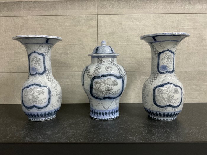 Preview of the first image of 3 beautiful vases by Petrus Regout - Ceramic.