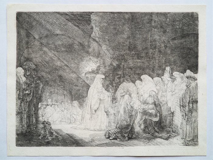Image 3 of Rembrandt Van Rijn (1606-1669) - The presentation in the Temple: oblong print c. 1639