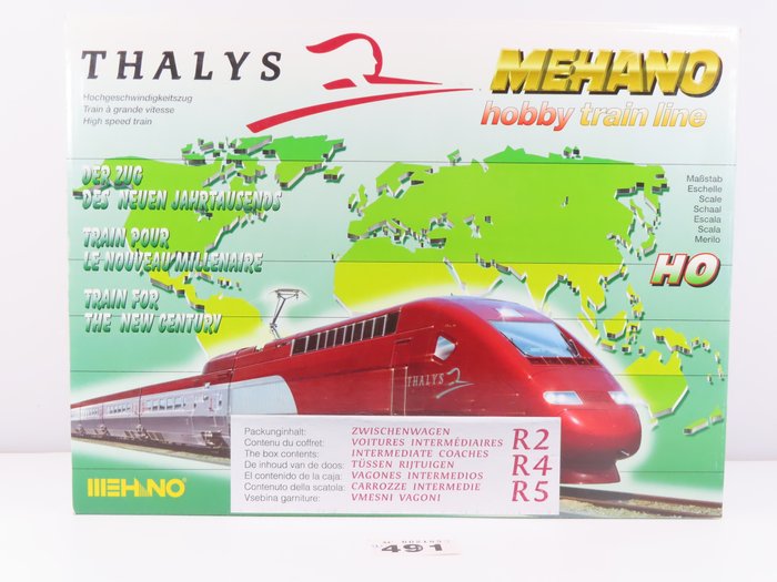 Image 2 of Mehano H0 - T678 - Passenger carriage set - 3-part extension set "Thalys" with bar carriage - Thaly