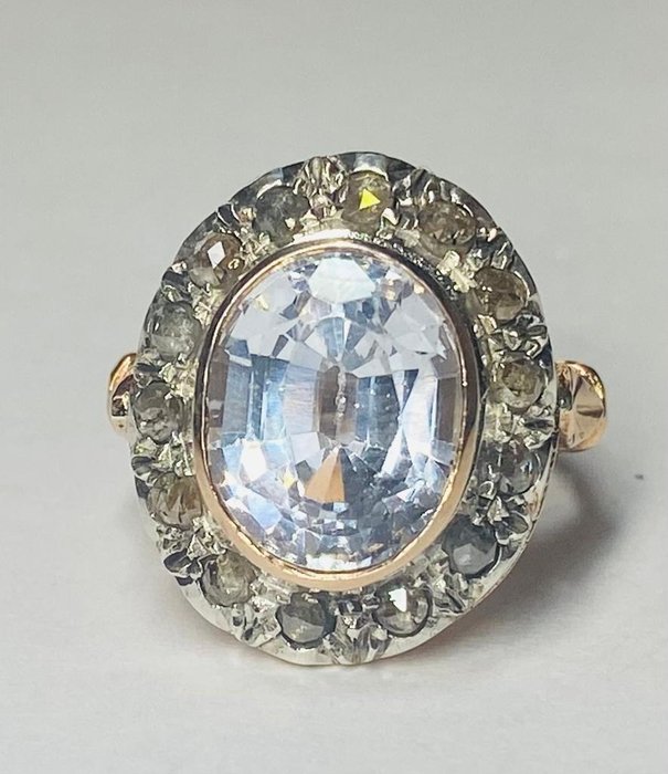 Image 3 of senza prezzo di riserva - 14 kt. Gold, Silver - Ring - 5.00 ct Aquamarine - Diamonds