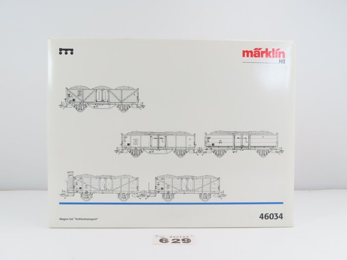 Image 3 of Märklin H0 - 46034 - Freight wagon set - 5-piece set of 2-axle coal trucks 'Coal transport' - DB