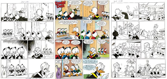 Preview of the first image of Donald Duck H 2012-035 - "Een auto van Van Lier" - Signed Original inked complete comic by Sander G.