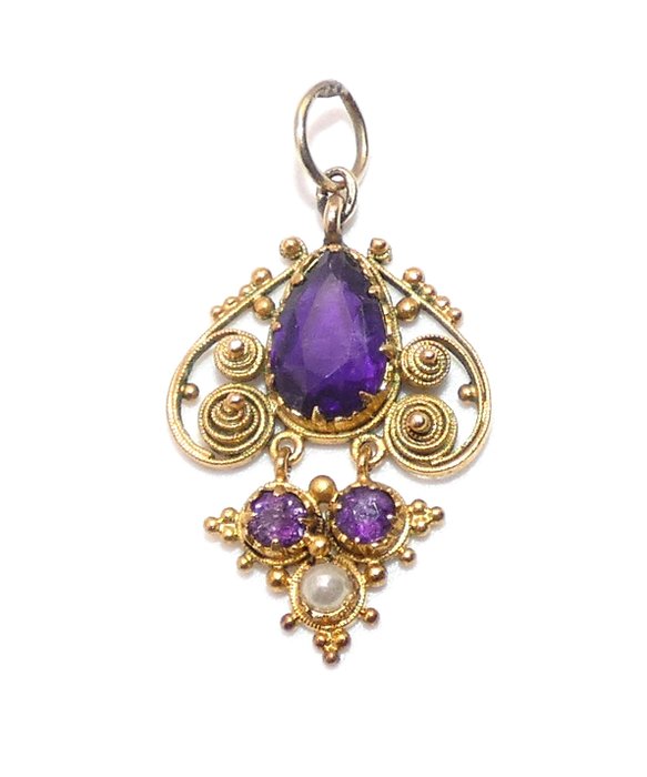 Preview of the first image of 18 kt. Gold - Pendant Amethyst.