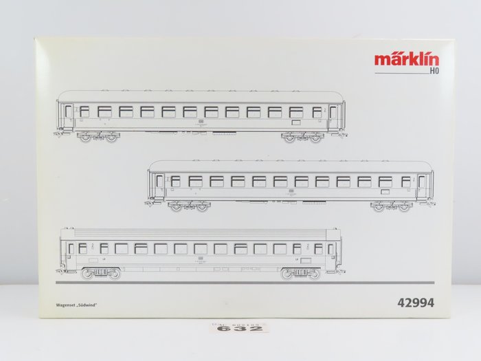 Image 2 of Märklin H0 - 42994 - Passenger carriage set - 3-part carriage set 'Sudwind' express train carriages