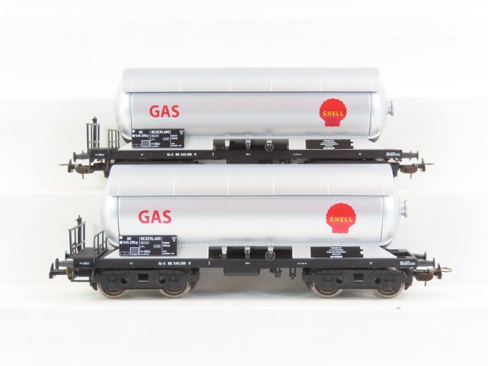 Preview of the first image of Piko H0 - 54527 - Freight carriage - 2 Gas boiler wagons - NS.