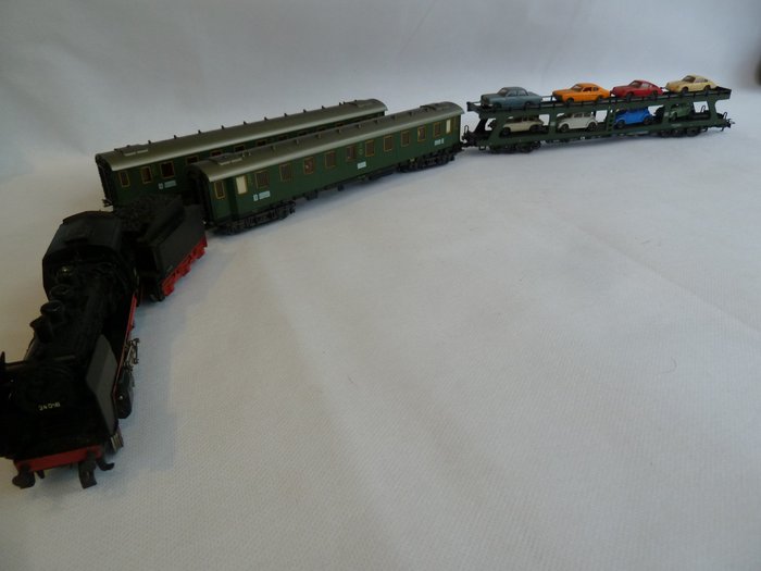 Image 2 of Märklin H0 - 3003/4074/4141 - Freight carriage, Passenger carriage, Steam locomotive with tender -