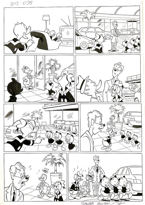 Image 3 of Donald Duck H 2012-035 - "Een auto van Van Lier" - Signed Original inked complete comic by Sander G