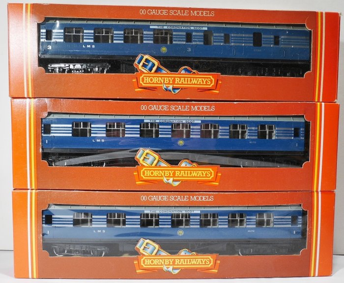 Image 2 of Hornby 00 - R422/R423 - Passenger carriage - LMS Coronation Scot coaches - 3 matching - LMS