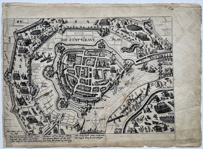 Image 3 of Netherlands, Grave; F. Hogenberg - Grave door Maurits belegerd - 1601-1620