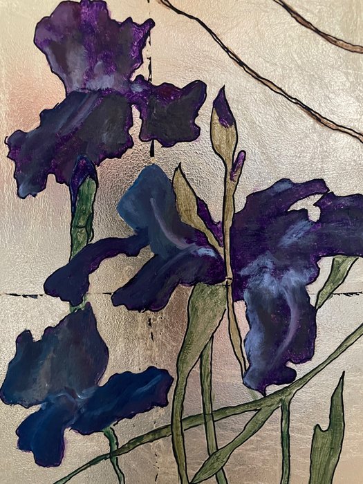 Image 3 of Peter Proost - Irises on gold