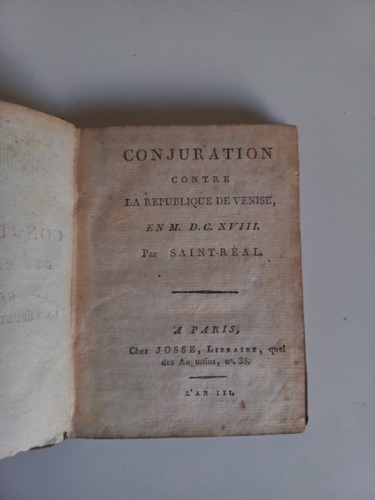 Preview of the first image of Saint-Réal - Conjuration contre la république de venise en M.D.C.XVIII - 1794.